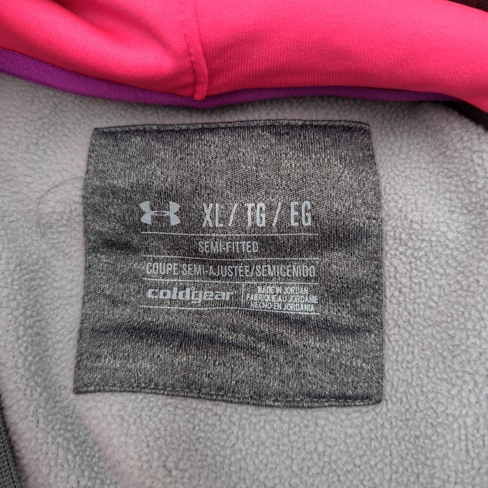 Under Armour XL ColdGear Hoodie Gray Pink - Semi-Fitted - Picture 3 of 3